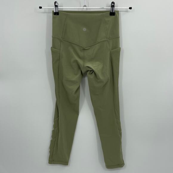 ATHLETA Salutation Stash II Pocket Cutout 7/8 Legging Womens Size XSP Green - Picture 2 of 7